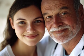 Fototapeta premium A man and a woman standing together, smiling at the camera
