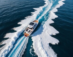 Fototapeta premium Luxury Yacht Speeding Across the Ocean