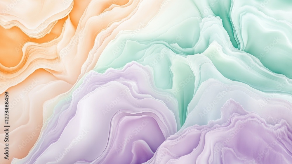 Poster abstract pastel swirls of color in a fluid design