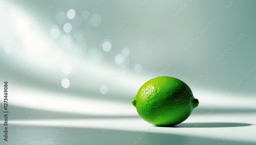 Aufkleber fresh green lime on a simple background highlighting its vibrant color and smooth texture