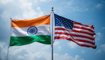 Indian flag and american flag