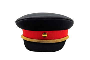 Black and red cap and hat isolated on transparent white background, clipping path