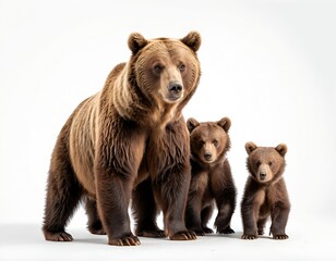Obraz premium Mother Brown Bear with Two Cubs