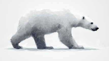 Fototapeta premium Low-poly polar bear walking on white background.