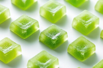 A cluster of ice cubes captured in a tight shot