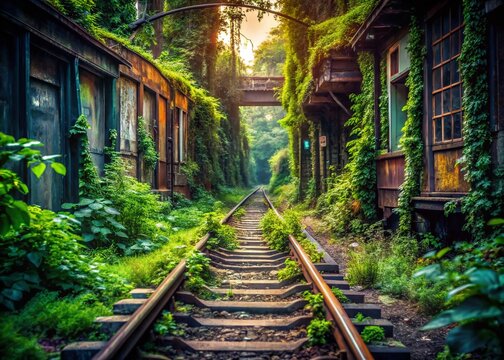 Abandoned Inselbahn Railway Tracks: Urban Exploration Photography - Powered by Adobe