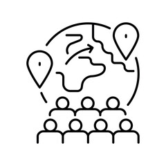 Migration black line icon.