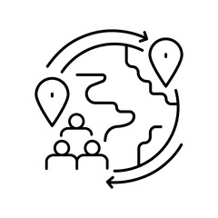 migration black line icon.