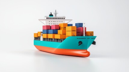 Efficient International Package Delivery and Freight Forwarding Services in 3D Isolation on White Background