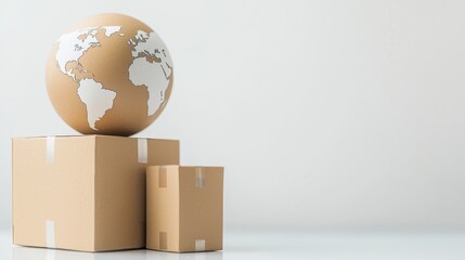Fototapeta premium Efficient International Package Sorting in Global Logistics Hub with Copy Space for Text