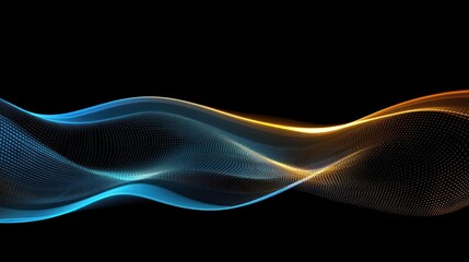Abstract Blue and Gold Wave Digital Art