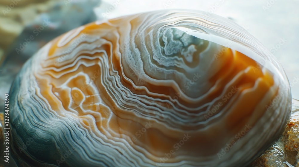 Poster Agate Stone Showing Intricate Layered Patterns