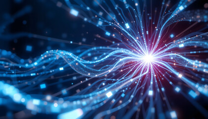 Obraz premium Abstract Data Flow – Futuristic AI Visual Representation