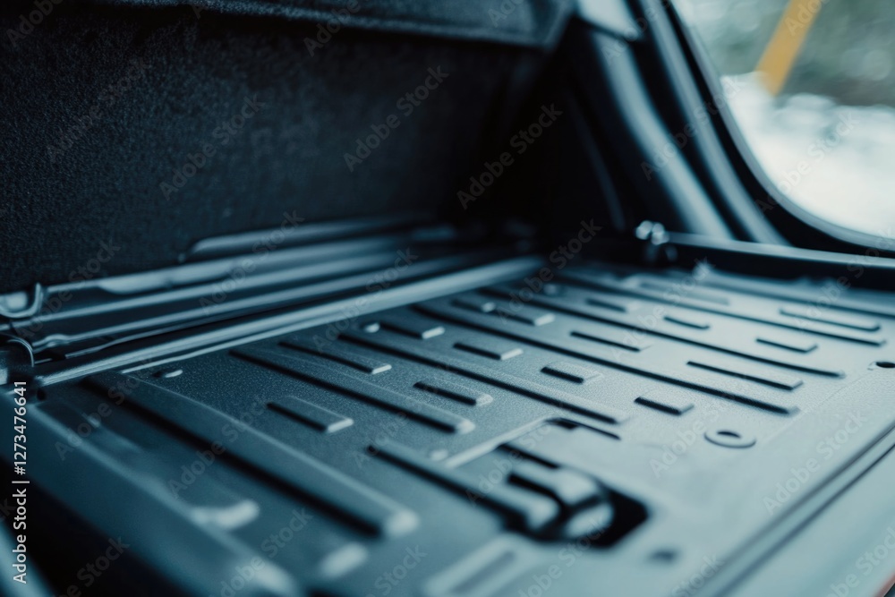 Poster close-up view of the interior of a vehicle with various details and features
