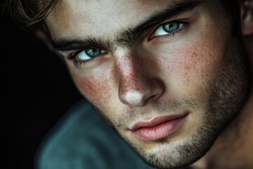 Fototapeta premium A close-up shot of a person's face showing freckles, ideal for use in personal or editorial projects