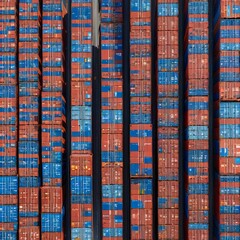 Fototapeta premium Aerial View of Stacked Shipping Containers