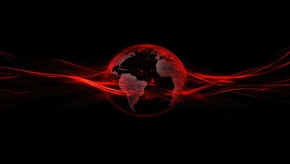 Red energy flows around Earth globe