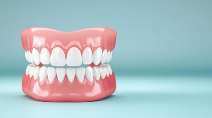 Fototapeta premium Realistic 3D Model of Aligners and Teeth on a Soft Blue Background