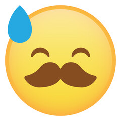 Mustache With Sweat Face Emoji