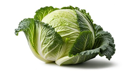 Obraz premium Fresh Savoy Cabbage Isolated on White