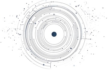 Cloud computing technology, abstract background, minimalist design, circular circuit pattern, interconnected nodes