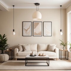 Modern Beige Living Room Interior Design