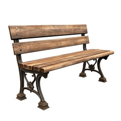 Wooden bench isolated on transparent background