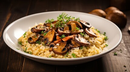 Creamy mushroom risotto with fresh herbs and parmesan