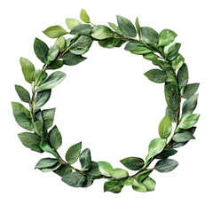 Fototapeta premium Green leaf wreath nature abstract art design,