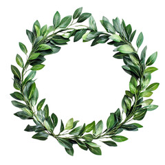 Green leaf wreath abstract art nature design