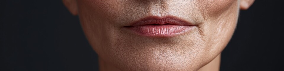 Fototapeta premium A close-up shot of a woman's lips on a black background