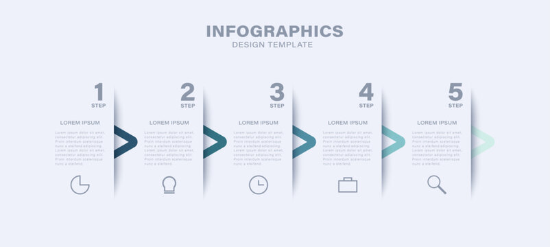 Simple infographic design template with thin icons. 5 steps to success, step by step instructions