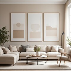Minimalist Beige Living Room Interior Design