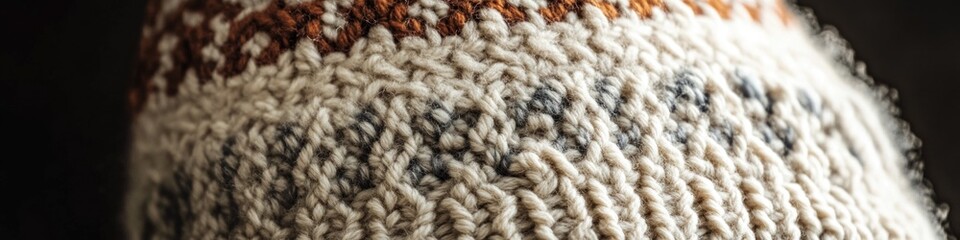 A detailed view of a unique, hand-made sweater with intricate knitting patterns