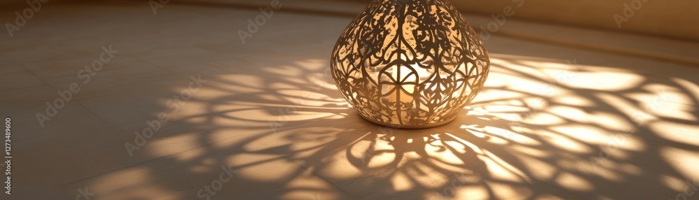 Poster decorative lamp casting intricate shadows on the surface below it
