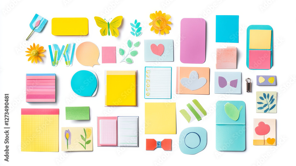 Aufkleber note papers vector sticker business message planning page of notepad or sheets of nootbook and stick