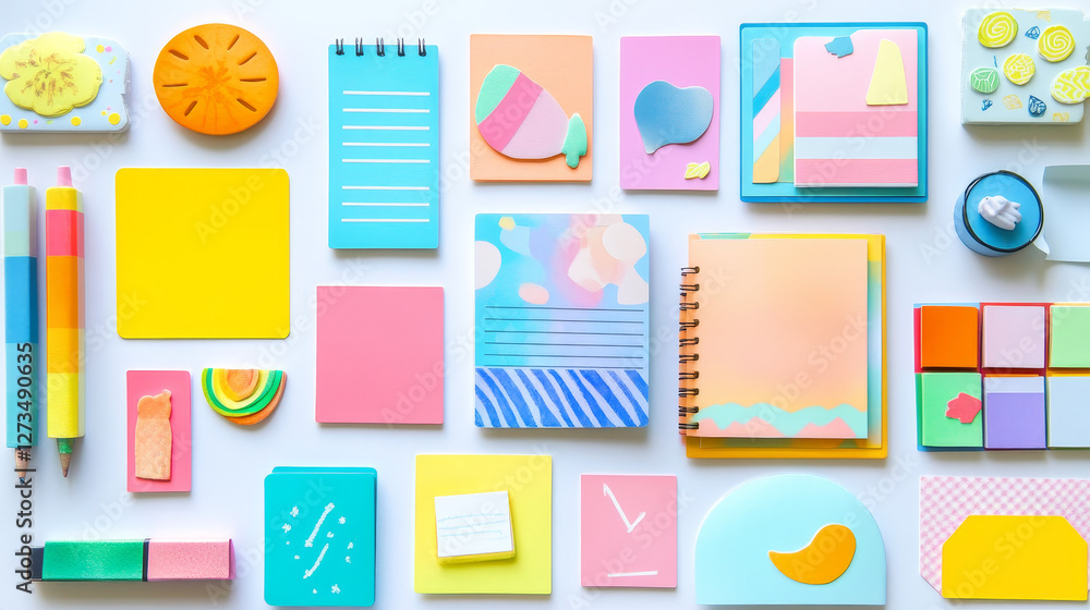 Poster note papers vector sticker business message planning page of notepad or sheets of nootbook and stick
