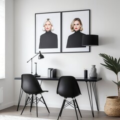 Stylish Minimalist Home Office with Black and White Decor