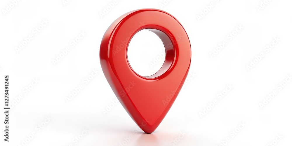 Fototapete Red Map Pointer Icon on White Background