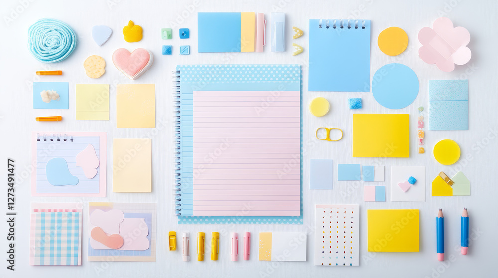 Poster note papers vector sticker business message planning page of notepad or sheets of nootbook and stick