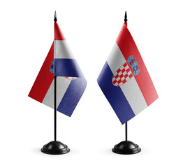 Small national flags of the Croatia on a white background
