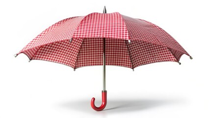 Red and White Checked Umbrella on White Background