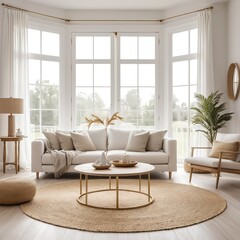 Fototapeta premium Bright and Airy Living Room with Neutral Decor
