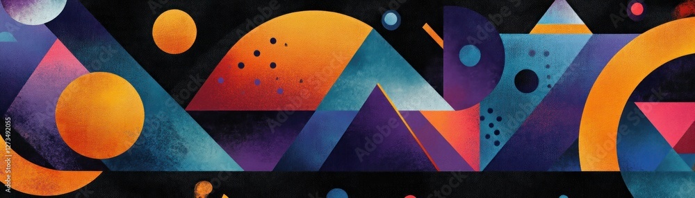 Aufkleber abstract geometric shapes create a colorful and cosmic panorama
