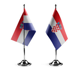 Small national flags of the Croatia on a white background