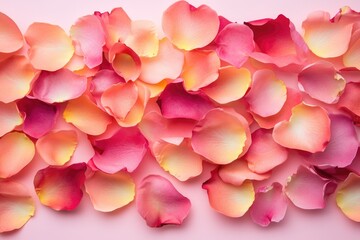 Delicate floral arrangement featuring pink and yellow petals on a clean white background, suitable for decorative purposes or as a design element