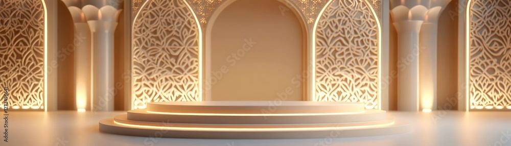 Poster elegant islamic architecture display platform