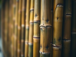 Bamboo Stalks Close Up Displaying Natural Textures and Organic Patterns