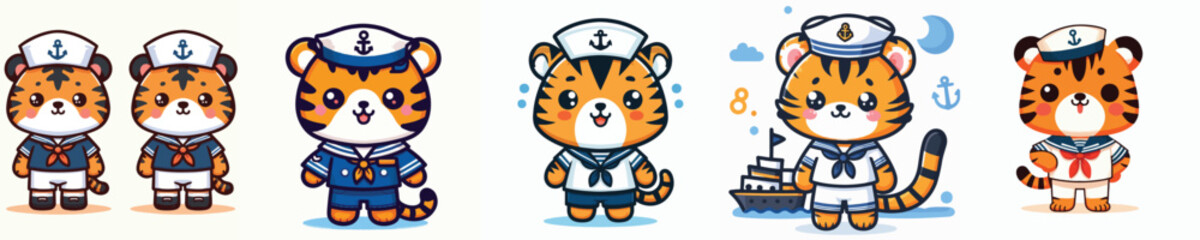 vector tiger wearing a sailor costume