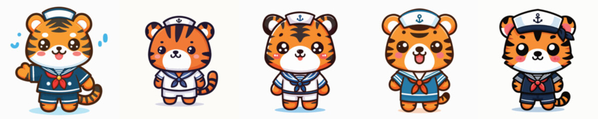 vector tiger wearing a sailor costume